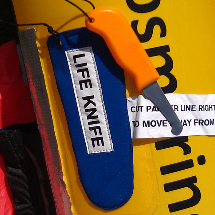 life raft safety knife with floating handle