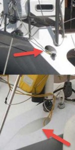Transom tube built in to stern of racing sailboats for MOB pole