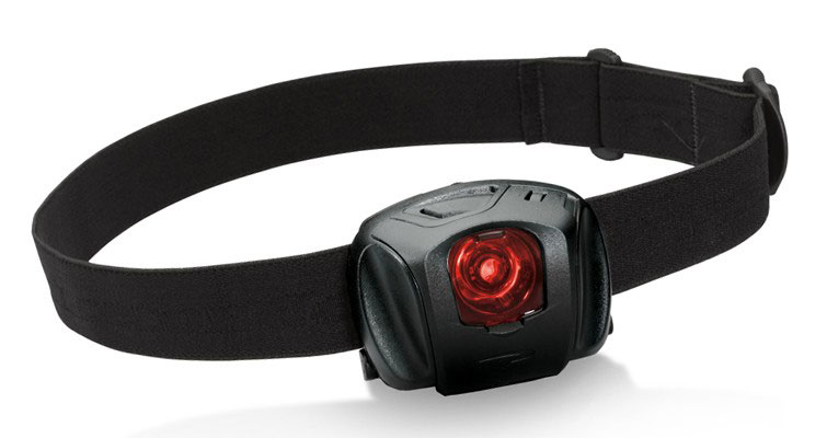 LED headlamp with red lens