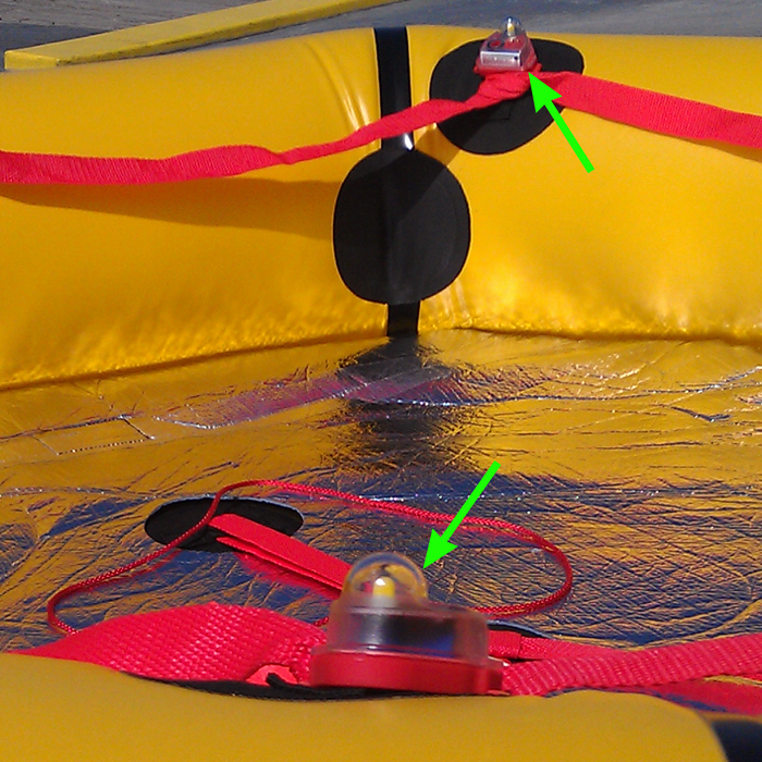 life raft with two strobes
